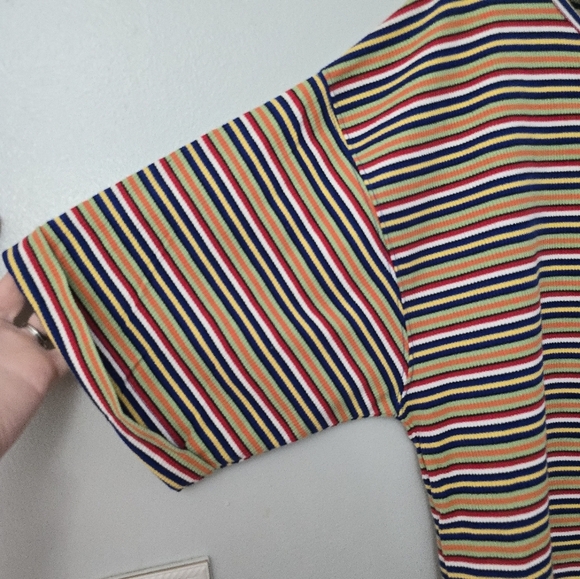 The Limited NWT Striped Rainbow Shirt Y2K Womens L S/S Oversized Kidcore - Picture 2 of 10